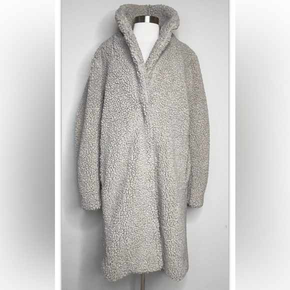 J Crew Teddy Bear Sherpa Coat Nantucket size L - Picture 3 of 8